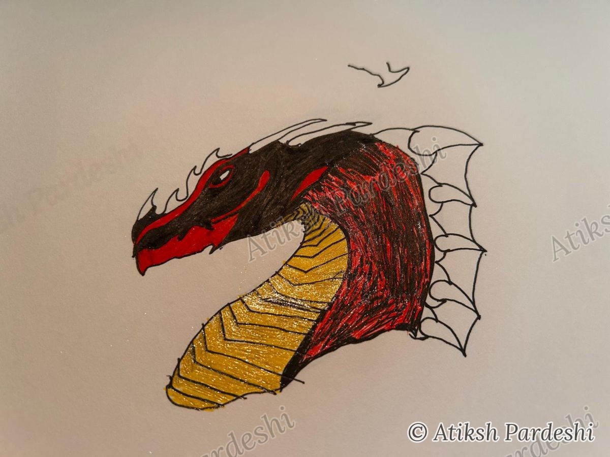 Colored dragon head study