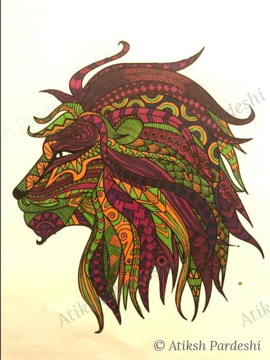 Patterned lion illustration